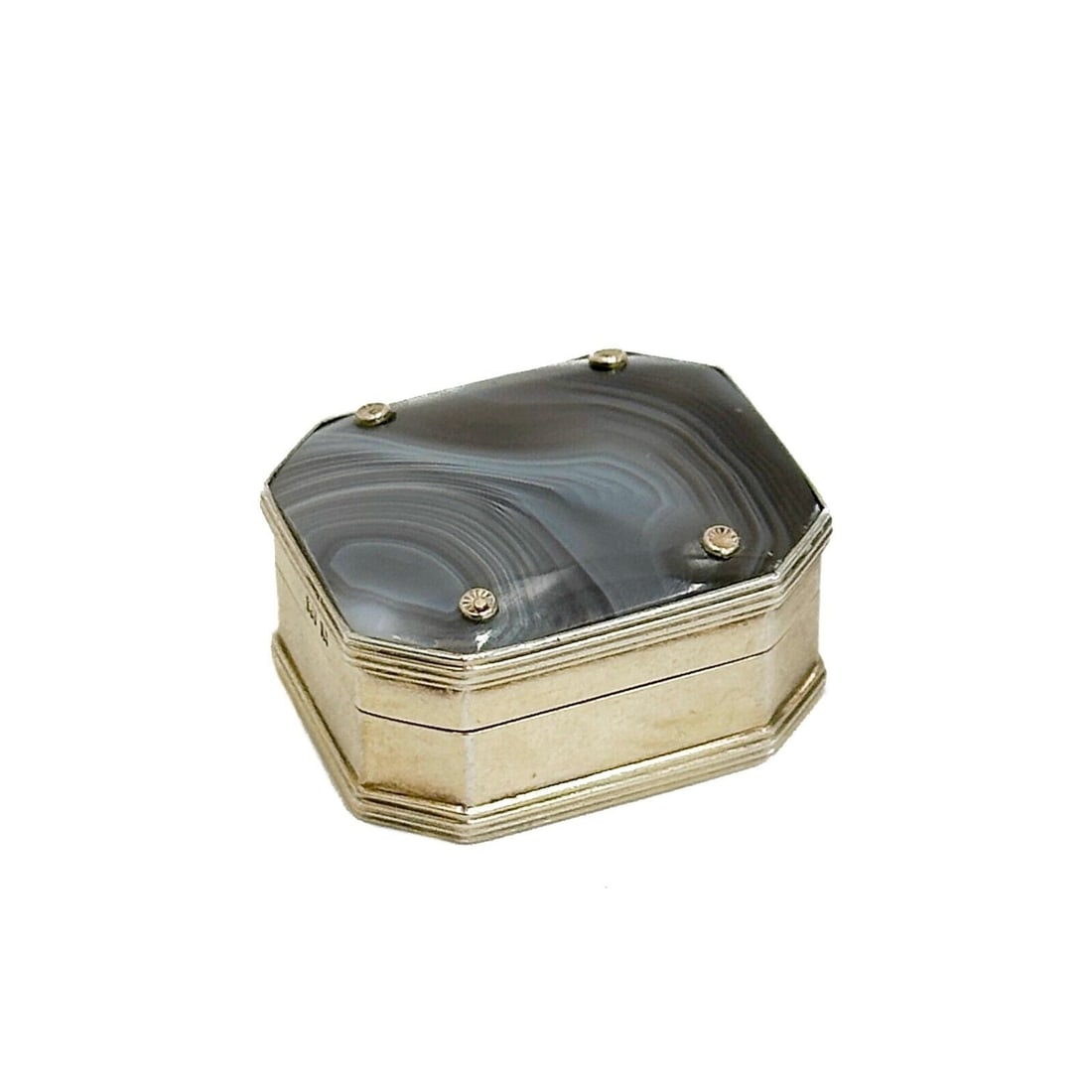 Arthur William Hardiman Gilt Sterling Silver Mounted Grey Pill Box 1906 (1 of 7)