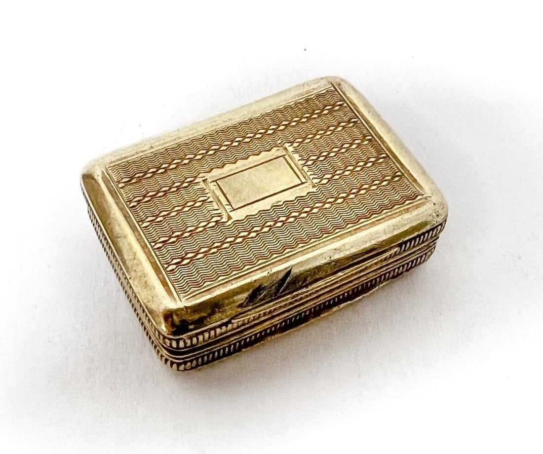 Georgian Era Gilt Sterling Silver Vinaigrette Box Ledsam & Vale Birmingham 1827 (1 of 7)