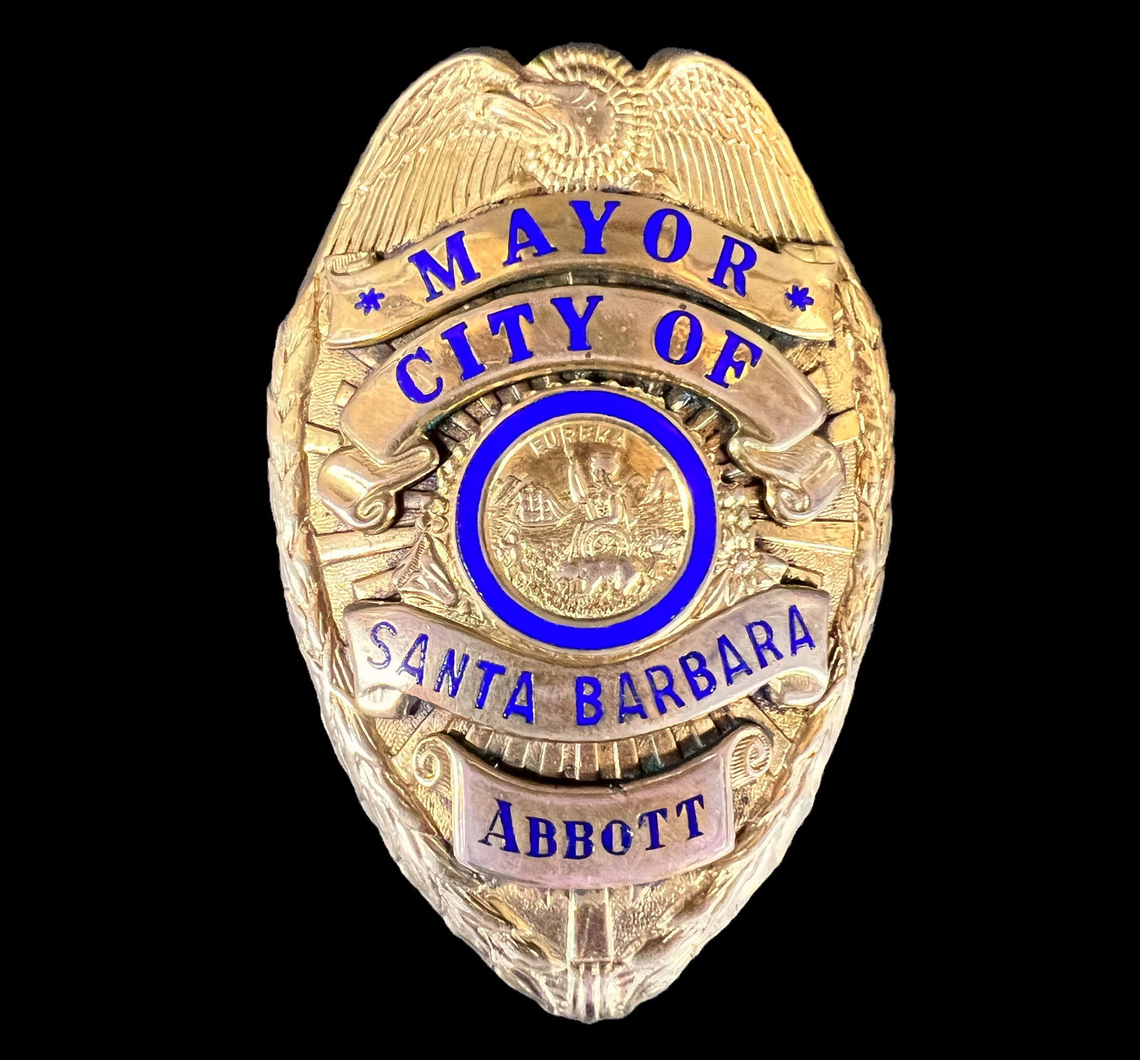 Obsolete Mayor City of Santa Barbara CA Shield Badge c1960 (1 of 4)