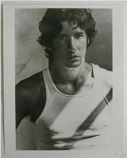 Herb Ritts American 1952-2002 Portrait Actor Richard Gere signed photograph: Herb Ritts (American 1952-2002), Portrait, Actor Richard Gere Black and White Silver Gelatin Photograph, artist's blind stamp lower right, en verso inscribed in pencil and signed, numbered 5/25 and da