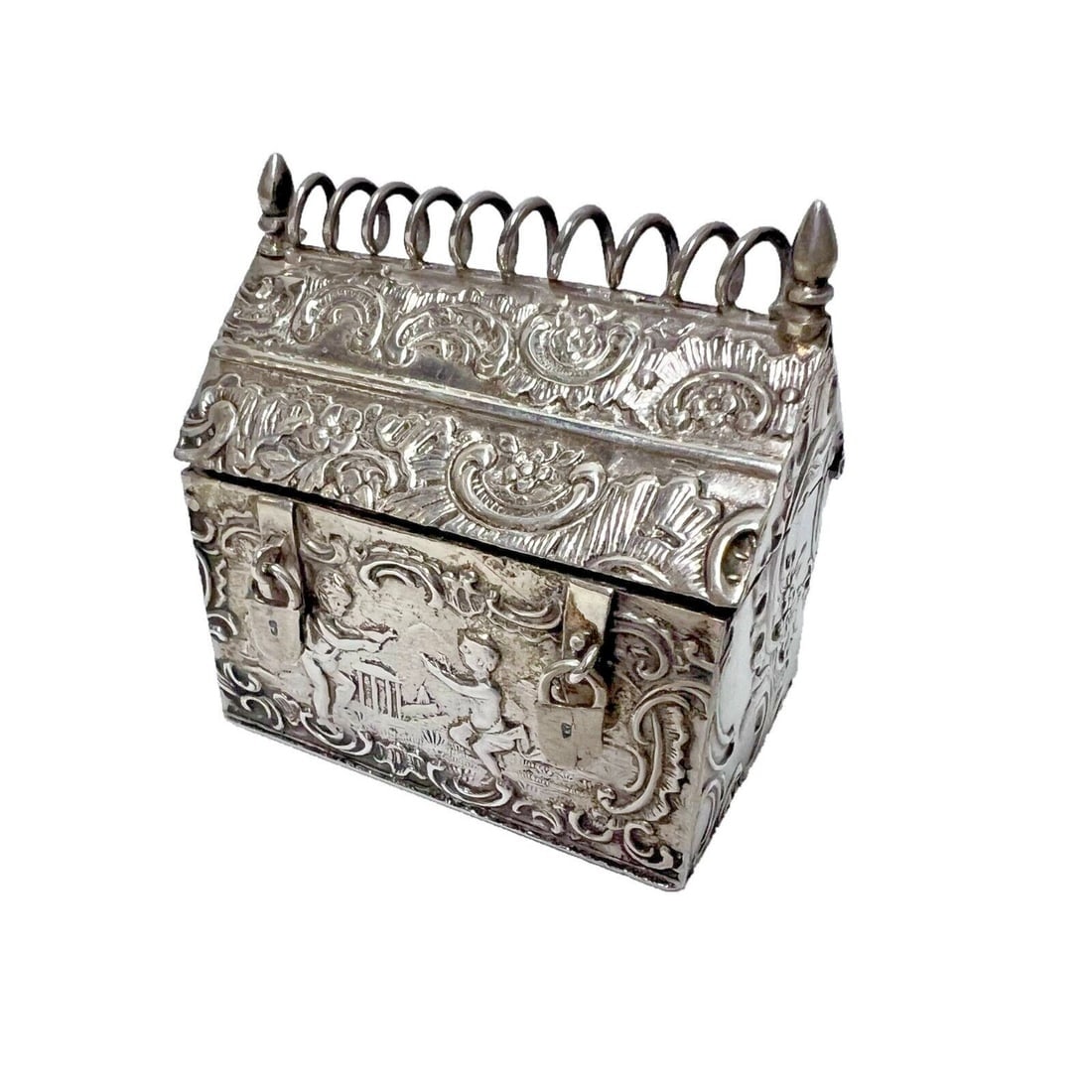 German Hanau Miniature Silver Coffer Chest George Roth & Co c1895 (1 of 6)