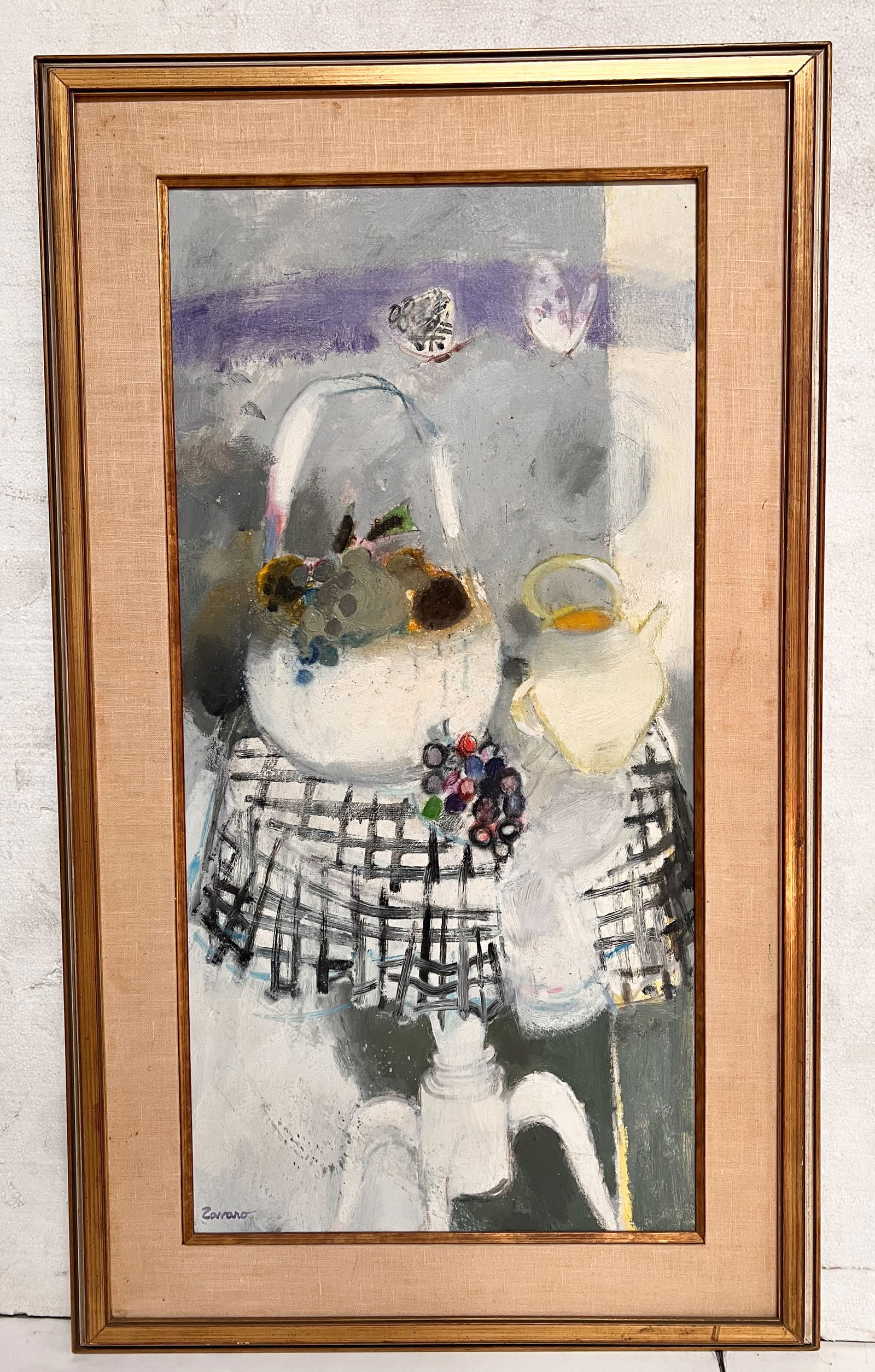 Albert Zavaro Oil Painting Still Life with Basket and Grapes (1 of 9)