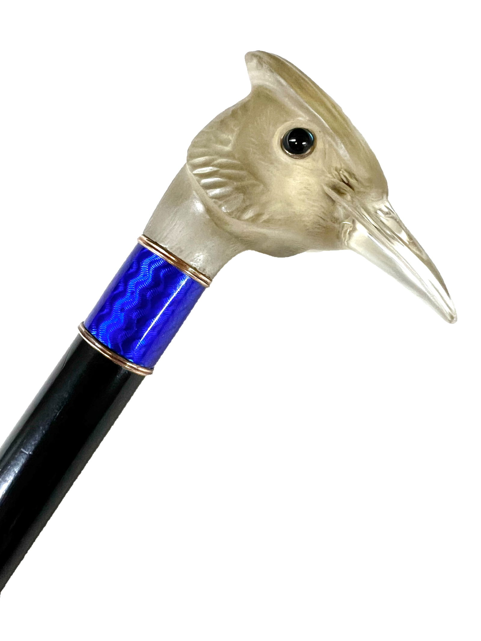 14k Gold, Sapphire and Carved Quartz Walking stick (1 of 7)