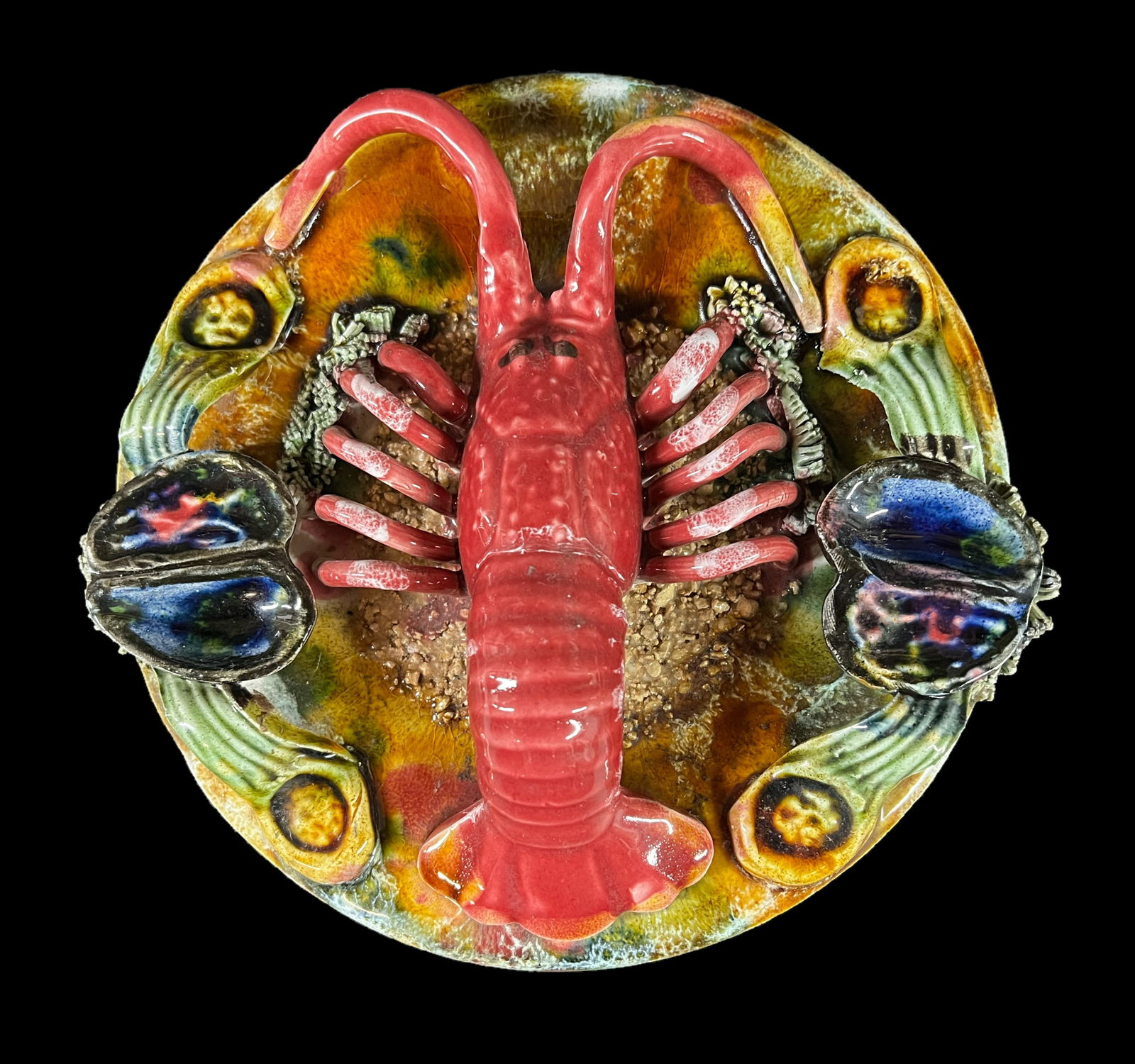 Ceramic Palissy style Majolica Lobster wall or cabinet Plate (1 of 6)