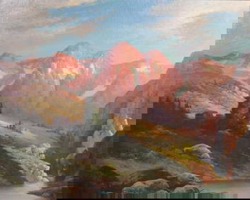 Robert William Wood (1889 - 1979) Oil painting stunning Mountainous landscape (1 of 6)