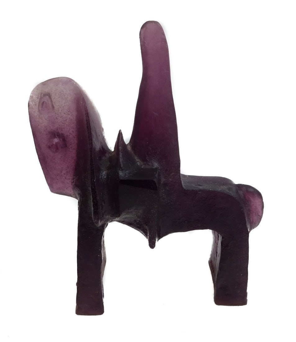 Daum Pate De Verre Art Glass Sculpture Parsifal by Claude Wetzstein Ltd Ed 200: Daum Pate De Verre art glass sculpture parsifal by Claude Wetzstein. Abstract sculpture of a man on horse. Signed "Daum" and artist marked "Claude Wetzstein" Limited edition of 200. Weight: Approx. 5