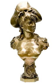 Emile Pinedo French Gilt Bronze Portrait Bust Floreal for Tiffany & Co c. 1900 (1 of 10)