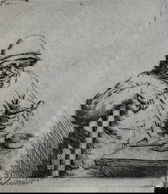 Adriaen Jansz Van Ostade Dutch 1610-1685 Etching Man Seated Smoking (1 of 3)
