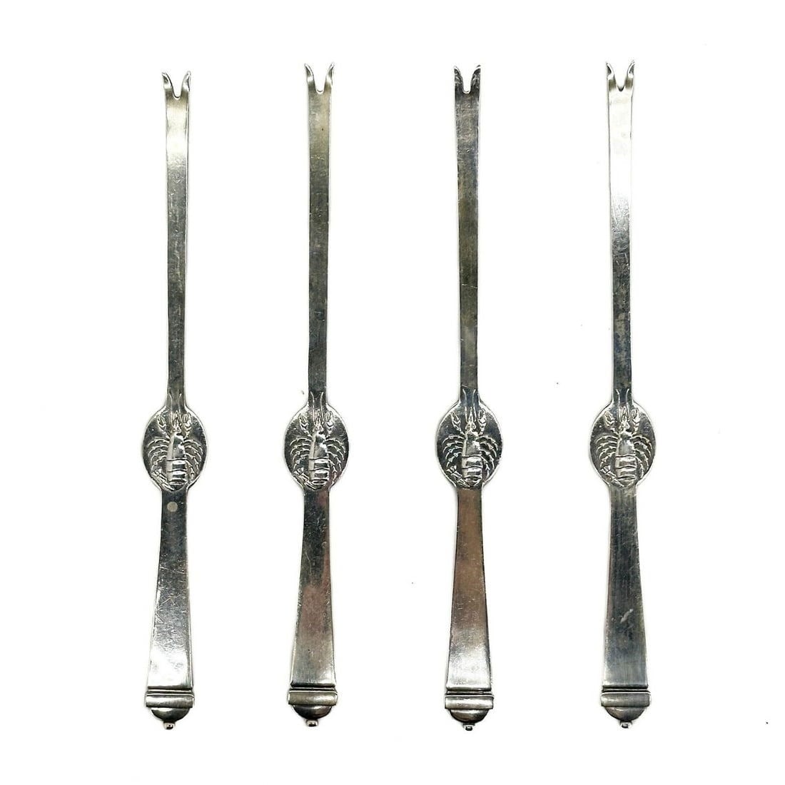 4 Johannes / Jens Siggaard Denmark 826 Silver Lobster Forks Picks (1 of 4)