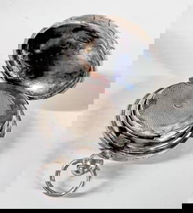 Sterling Silver Chatelaine Coin case Samuel M Levi 1904: Sterling Silver Chatelaine Coin case. Samuel M Levi Birmingham 1904. Spring loaded mechanism, vacant cartouche. Measurements: Approx. 14.69grams. 1.125 in diameter x 1.625 x 0.625 inches Condition: Ve