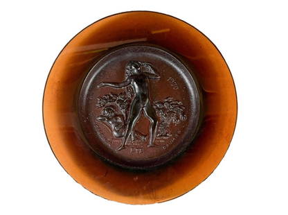 Raymond Corbin Daum Pate de Verre Glass Plate 1970 Ete: Raymond Corbin for Daum Pate de Verre Glass Plate, 1970, Four Seasons series. Deep amber brown with raised figures representing Ete (Summer). Ltd Edition of 2000. 3.4lbs Measurements: Approx. 10.5 in