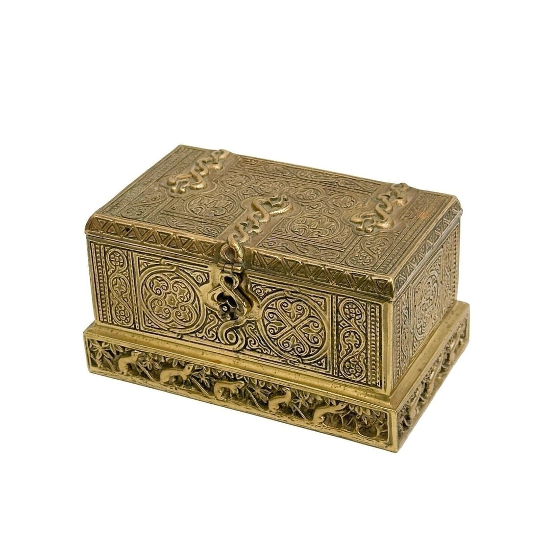 Tiffany Studios New York Gilt Bronze Inkwell Box in Venetian #1641 (1 of 6)
