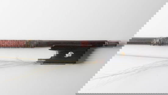 H.R. Pfrtezschner Violin Bow: H.R. Pfrtezschner Violin Bow, Pernumbuco wood stick, Ebony frog, silver mounts, mother of pearl inlay. 29.25 in length Domestic Shipping: $70