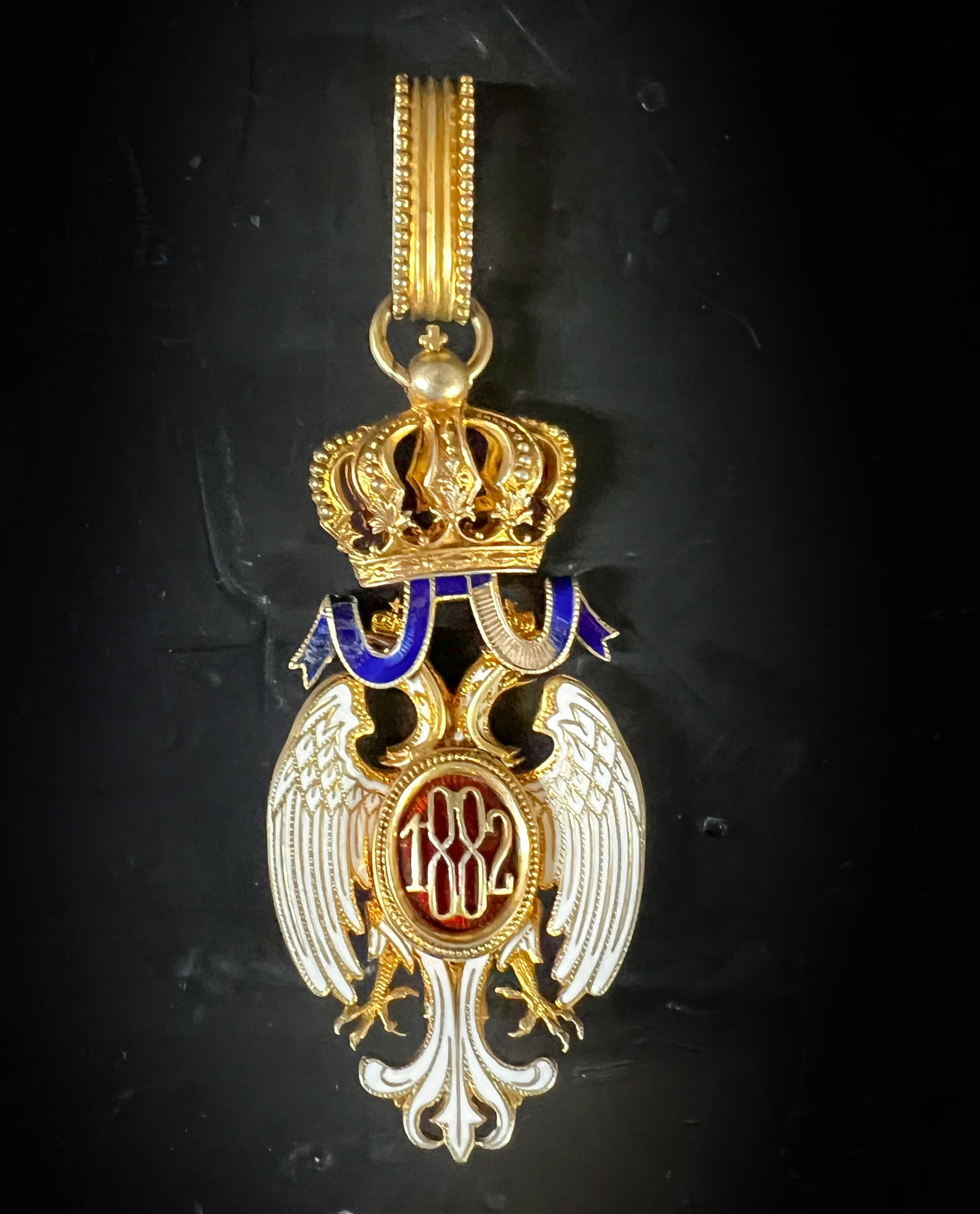 Serbian Order of the White Eagle Medal Neck Badge Gilt Silver (1 of 8)