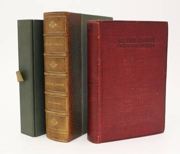 Theodore Dreiser 'Sister Carrie'  Doubleday, Page & Co 1900 1st Edition Signed: Dreiser, Theodore 'Sister Carrie'. Doubleday, Page & Co (1900). 1st Edition, Signed by the author, Hardback book w/ Red Cloth Boards and Black lettering. 557pp. w/ protective slip cases. Weight 1.5 po