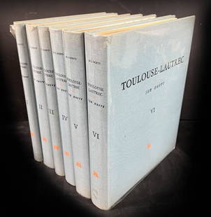 6 vol Set MG Dortu Toulouse Lautrec et son oeuvre 1971 Ltd Edition: M G Dortu 'Toulouse Lautrec et son oeuvre', Art - Toulouse-Lautrec (Text by M. G. Dortu). 6 volumes limited editions, blue cloth covers with stamped black and orange titles. Decorative end papers, num