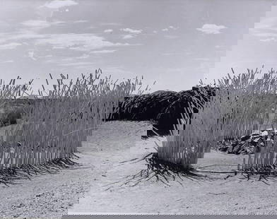 Josef Muench American 1904-1998 B/W Gelatin Silver Photograph Papago Shrine: Muench, Josef (American 1904-1998) B/W Gelatin Silver Photograph, 'Papago Baby Shrine II', Signed in Pen 'Josef Muench' lower right on mat board. Enshrined grave site. Photocopy of original article pu