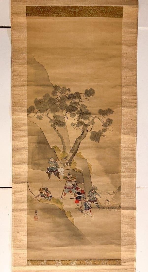 Vertical Japanese Scroll painting seven samurai (1 of 1)