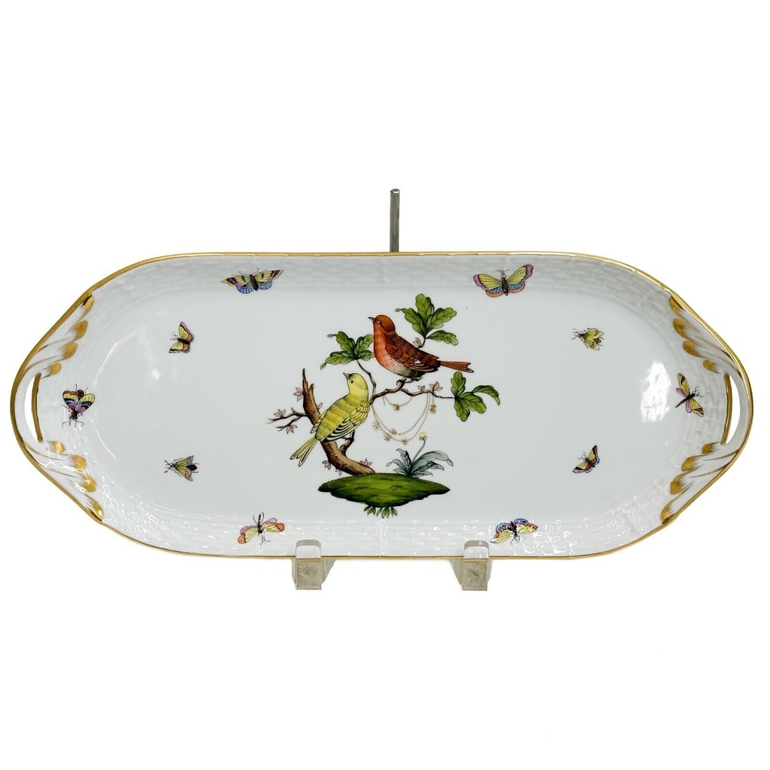 Herend Hungary Rothschild Birds Porcelain 14" Sandwich Tray #436 (1 of 4)