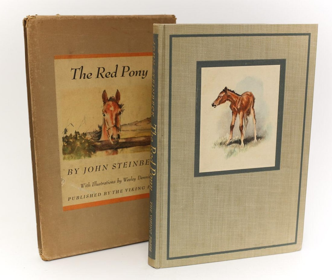 John Steinbeck The Red Pony. Viking, New York 1945 1st Illus Printing Slipcase (1 of 6)