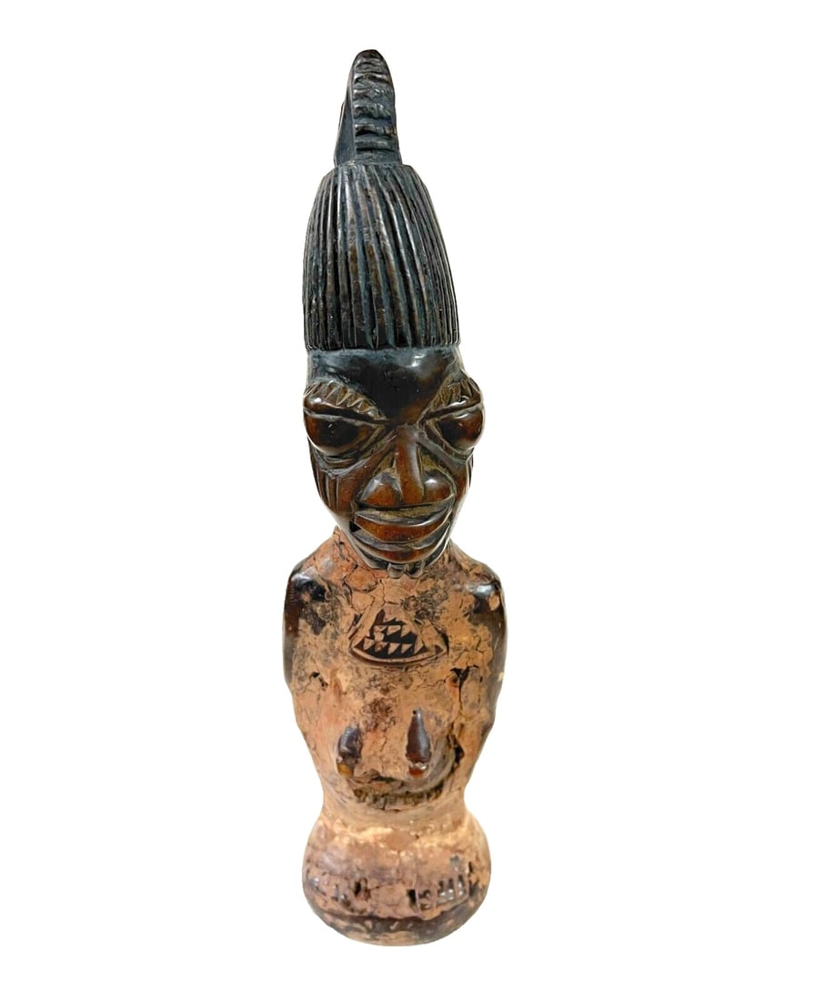 African Bronze Wood Carved Yoruba Ibeji Twin Figure (1 of 8)