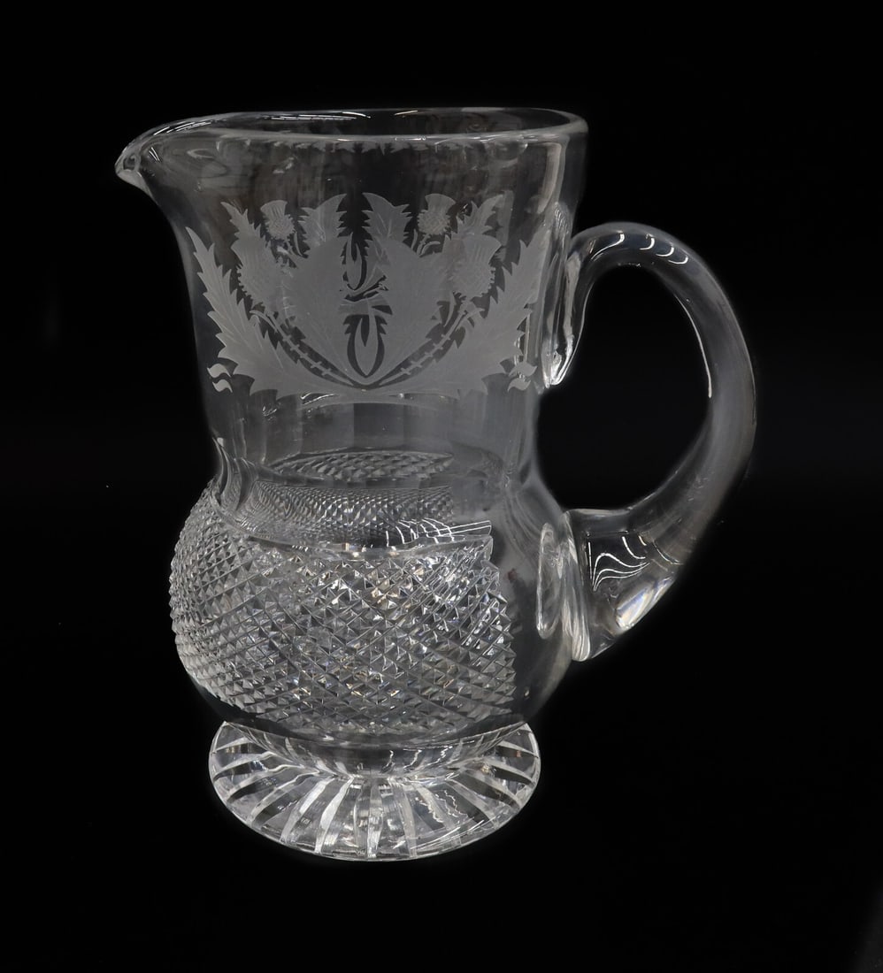Edinburgh Scotland Crystal Cut Glass Pitcher in Thistle (1 of 8)