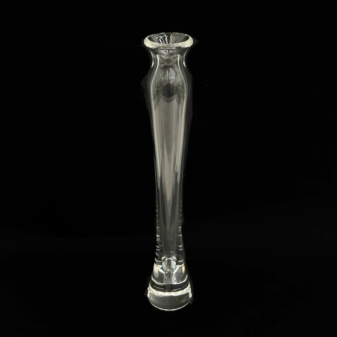 Steuben Glass Silhouette Vase 12.8 inch Tall Bud Vase by Robert Cassetti: Steuben Glass Silhouette Vase Tall Bud Vase by Robert Cassetti. Incised Steuben to the underside. Weight: Approx. 1.5 lbs Measurements: Approx. 2.125 inches diameter x 12.825 inches tall Condition: Gr