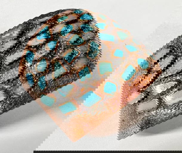 Amazing Copper Turquoise Sterling Cuff Bracelet