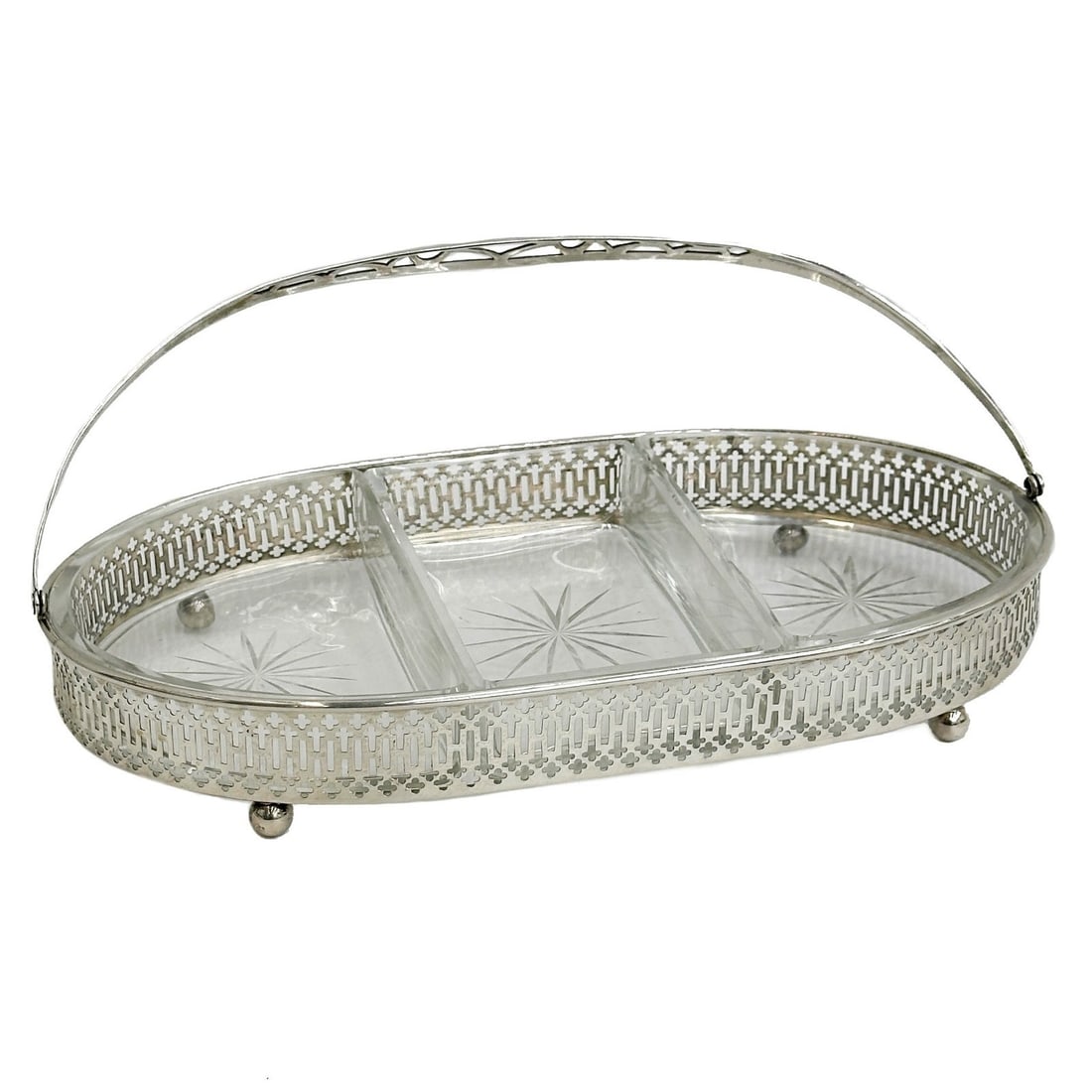Webster Company Sterling Silver Mounted Glass Centerpiece Basket circa 1940 (1 of 9)