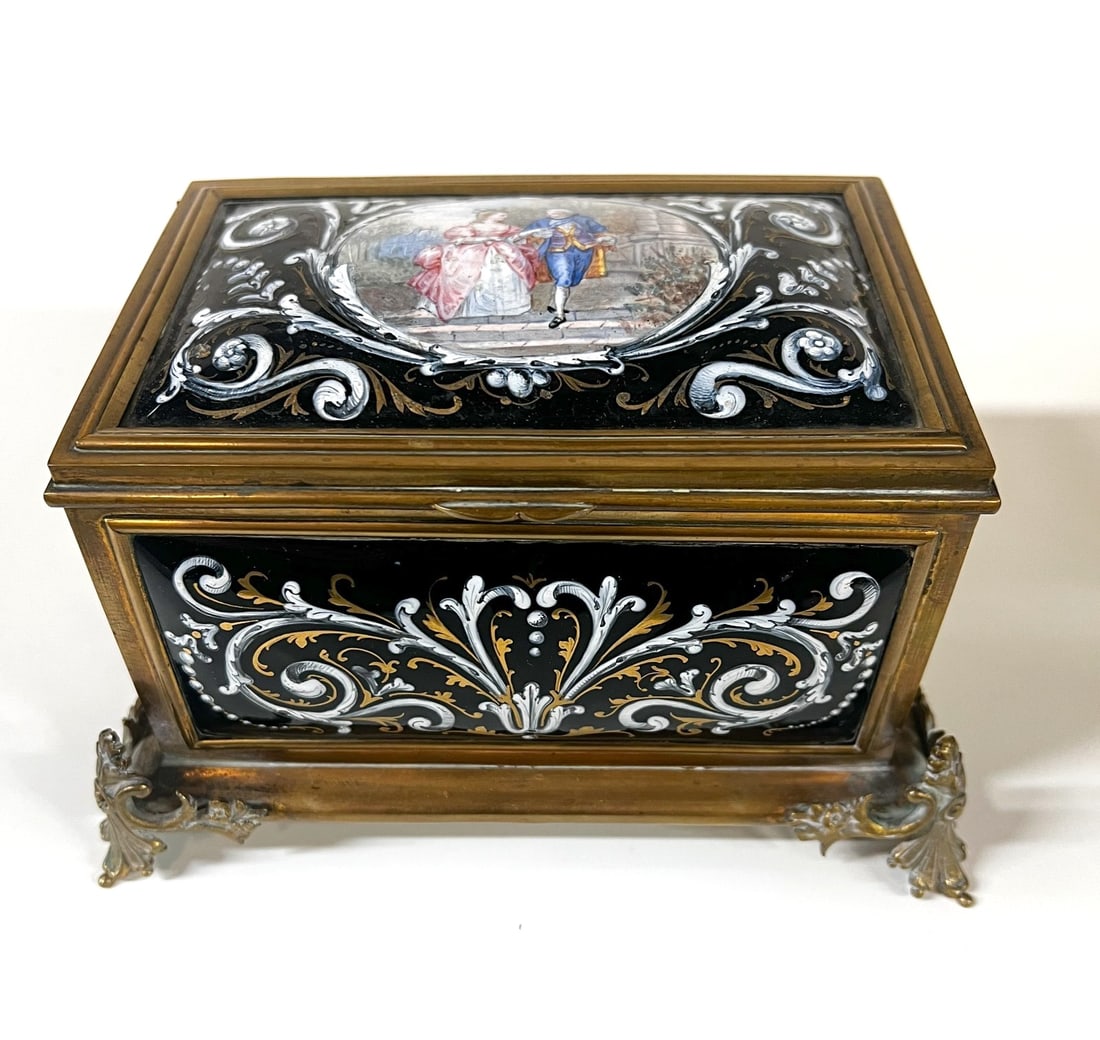French Gilt Bronze and enamel Jewelry Casket (1 of 9)