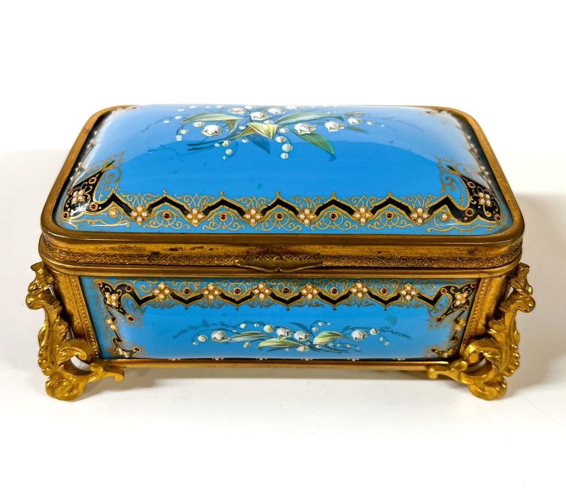 French Gilt Bronze and jeweled enamel Casket (1 of 7)