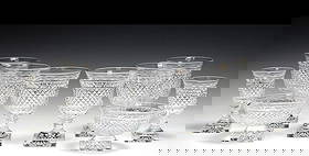 10pc Kosta Edvin Ollers GEORGIAN Cut Crystal Goblets Assorted: 10pc Kosta Edvin Ollers GEORGIAN Cut Crystal Goblets, assorted - 2 short stem compote glasses, 6 red wine glasses, 2 white wine glasses. Some glasses marked 'Kosta Sweden', others unmarked. Diamond pa