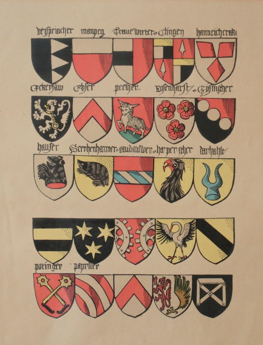 Ecus blazons German nobility Coat of Arms, Loredan Larchey's Ancien Armorial: Ecus or blazons of German nobility Coat of Arms. From Loredan Larchey's Ancien Armorial Equestre de la Toison d'Or et de l'Europe au 15e siecle (Ancient Equestrian Armorials of the Order of the Golden