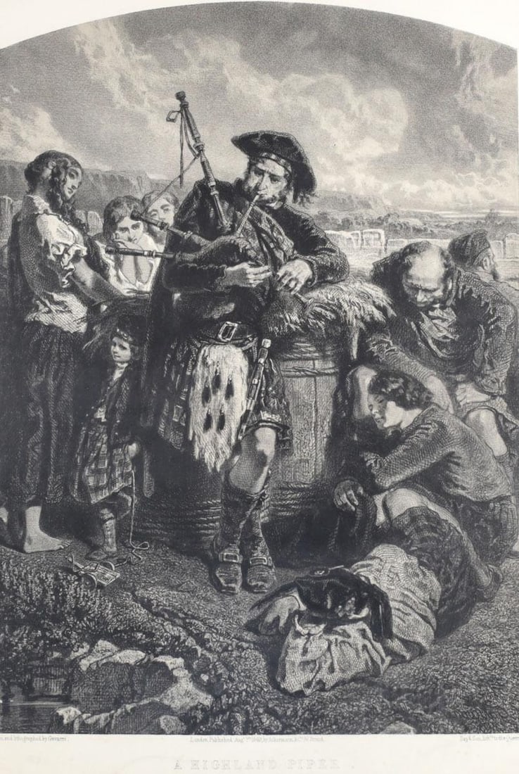 Paul Gavarni French 1804 - 1866 Lithograph Highland Piper 1849: Gavarni, Paul (1804 - 1866) Lithograph on paper, A HIGHLAND PIPER, published by Day & Son, 1849 London. Acquired from the estate of George Longstreet, a renown collector of fine original illustrations