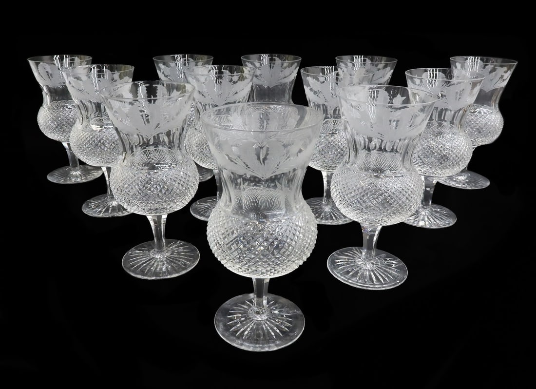 12 Edinburgh Scotland Crystal Cut Glass Water Glass Goblets in Thistle (1 of 7)