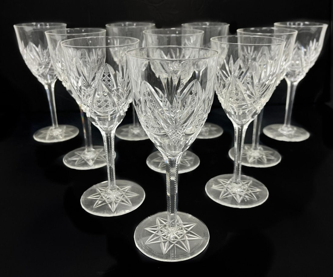 10 Val St. Lambert Clear Cut Wine Glass Goblets (1 of 5)