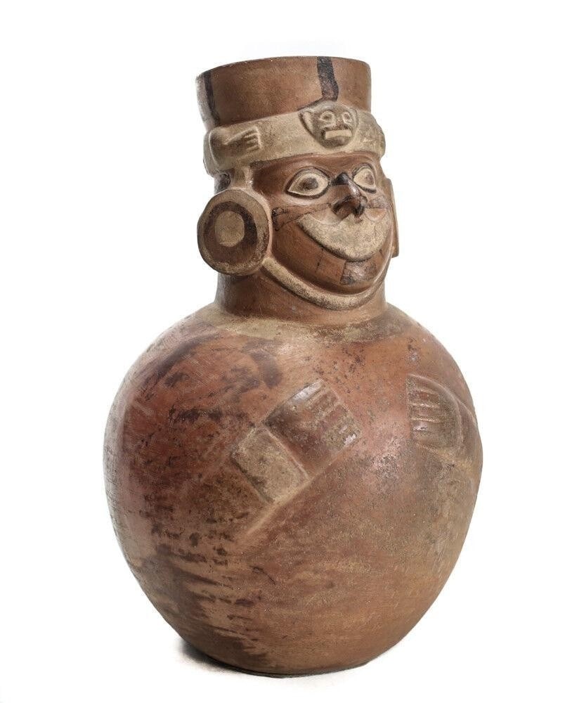 Pre-Columbian Pottery MOCHE figural bottle North coast Peru (1 of 7)