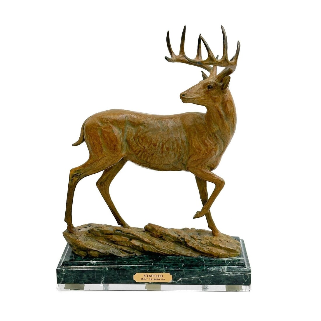 Kent Ullberg patinated Painted Bronze Sculpture Startled Ltd Ed/50 (1 of 6)