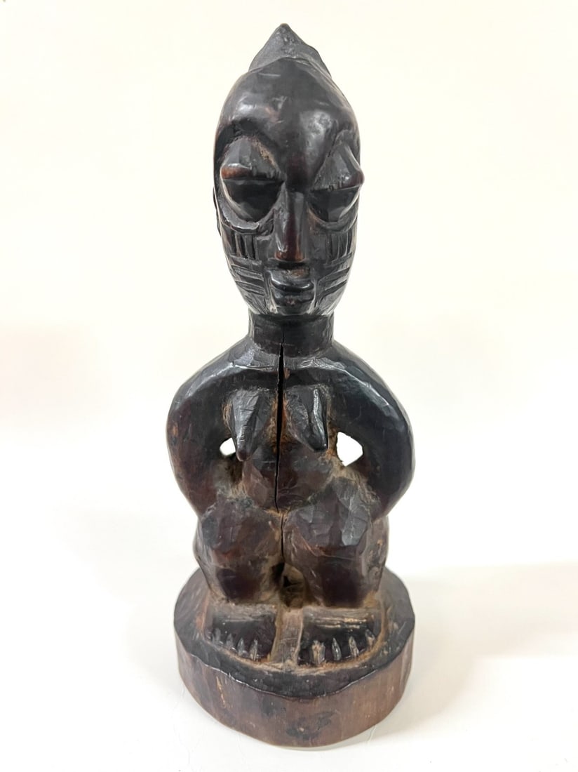 African Hand Carved Wood Ibeji Twin Female Figure (1 of 5)