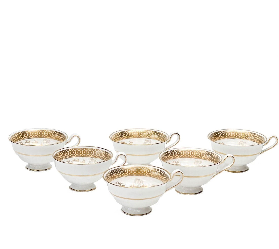 6 Spode England Gilt Porcelain Tea Cups in Spode's Garden Gold (1 of 6)