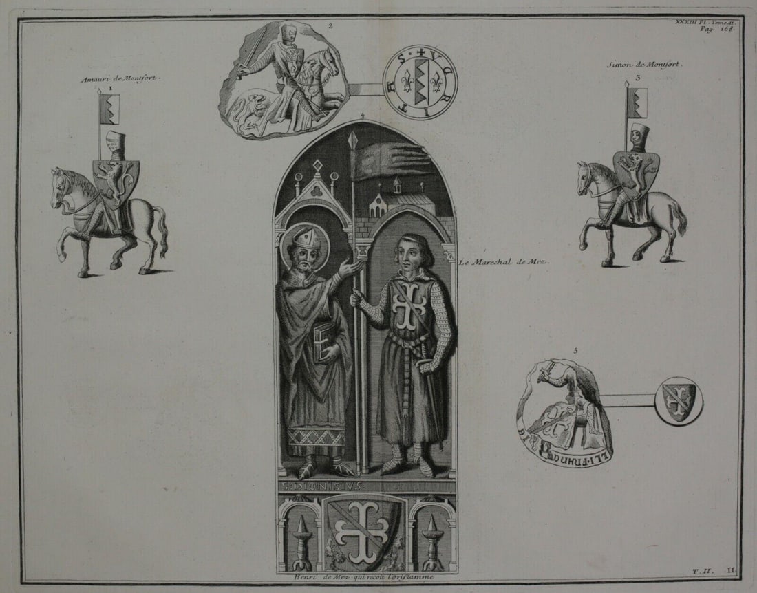 Bernard de Montfaucon c1730 Engraving Les monuments de la monarchie francaise (1 of 4)