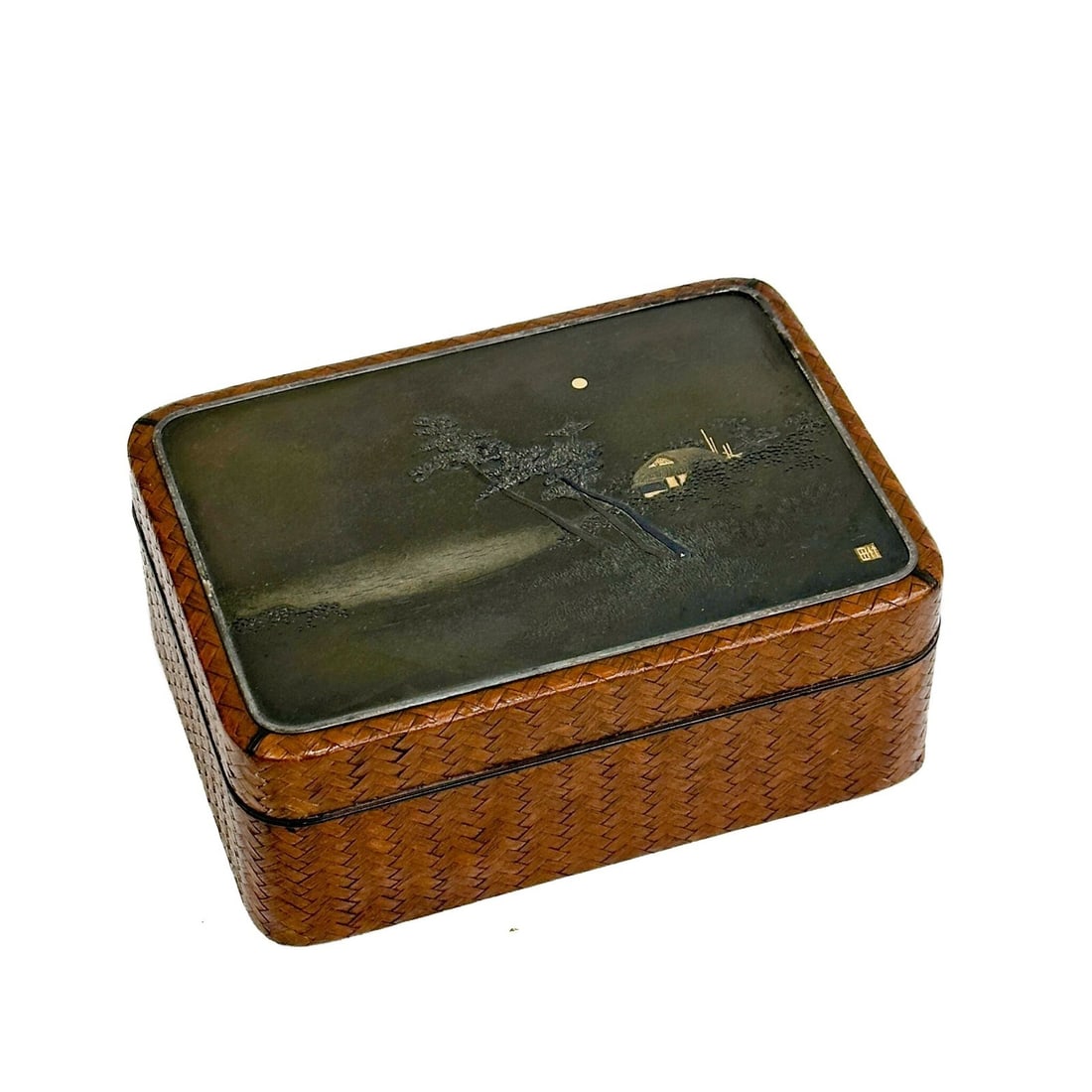 Japanese Silver Mounted Lacquer Wood Box Gold Inlay Meiji Period (1 of 8)