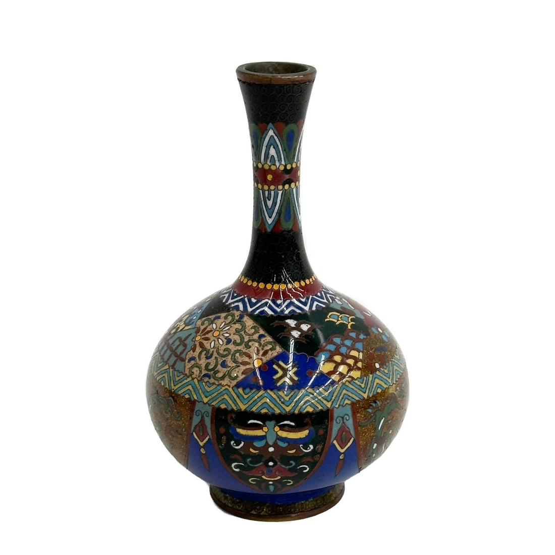 Japanese Cloisonne Enamel 6.25in Vase Goldstone Meiji Period (1 of 6)