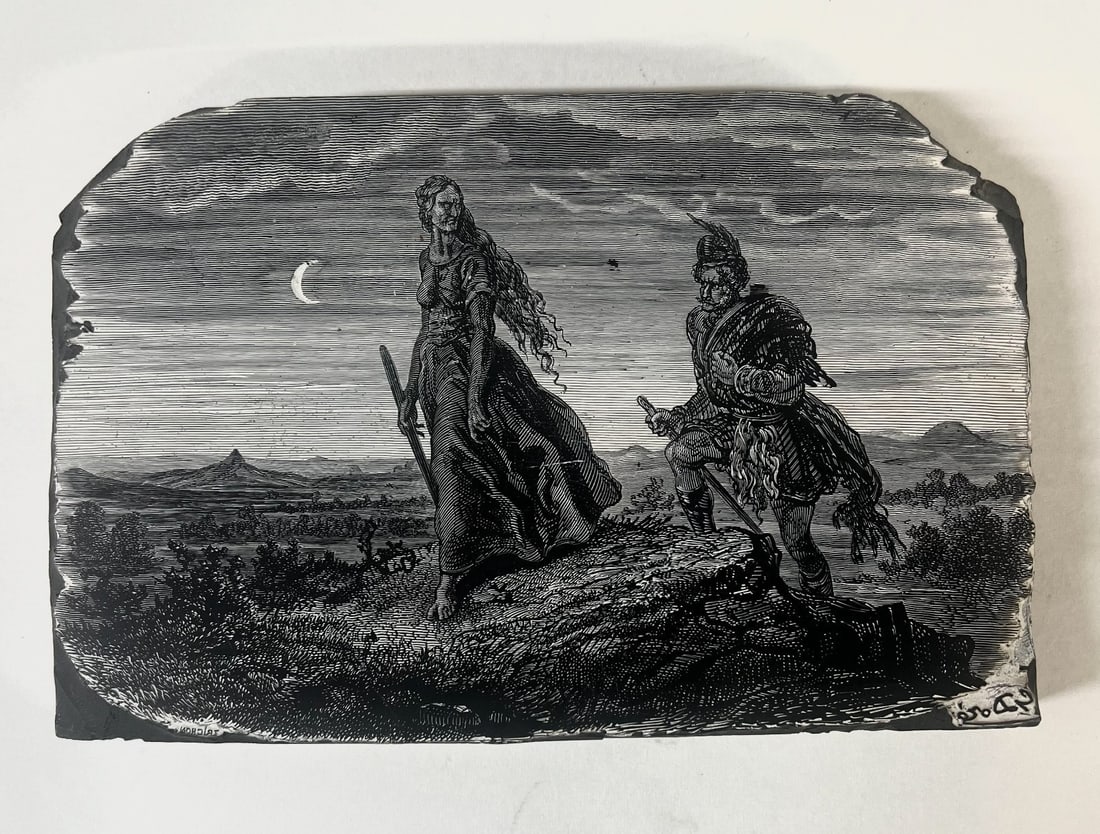 Gustave Dore Wood Engraving Block Illustration La Sorciere The Witch c1862: Gustave Dore (1832-1883) Wood Engraving Block, Illustration title "La Sorciere" (The Witch) for the book 'Satanism and Witchcraft' by Jules Michelet 1862. Signed within the engraving "G Dore" to the l