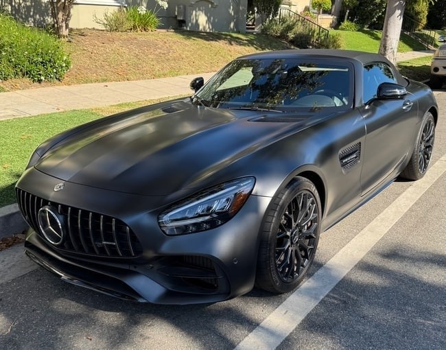 2021 Mercedes-Benz AMG GT: 2021 AMG GT Mercedes Benz two seat convertible (roadster) with the limited Stealth Edition package offered only in its last year of production of the model with 12,300 miles. Fully loaded plus the ste