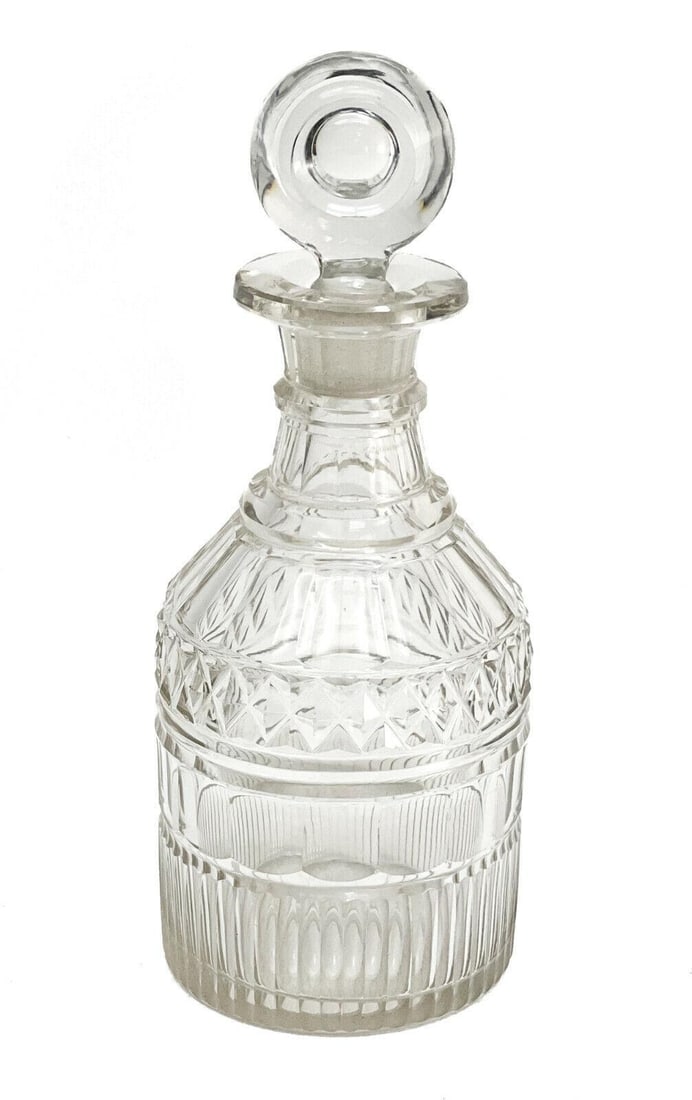 English Clear Cut Hand Blown Glass Decanter, 19th Century (1 of 5)