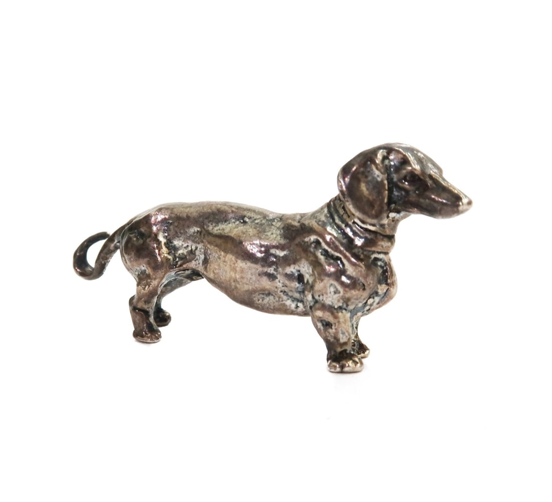 925 Sterling Silver Miniature Dachshund Dog Figurine (1 of 7)