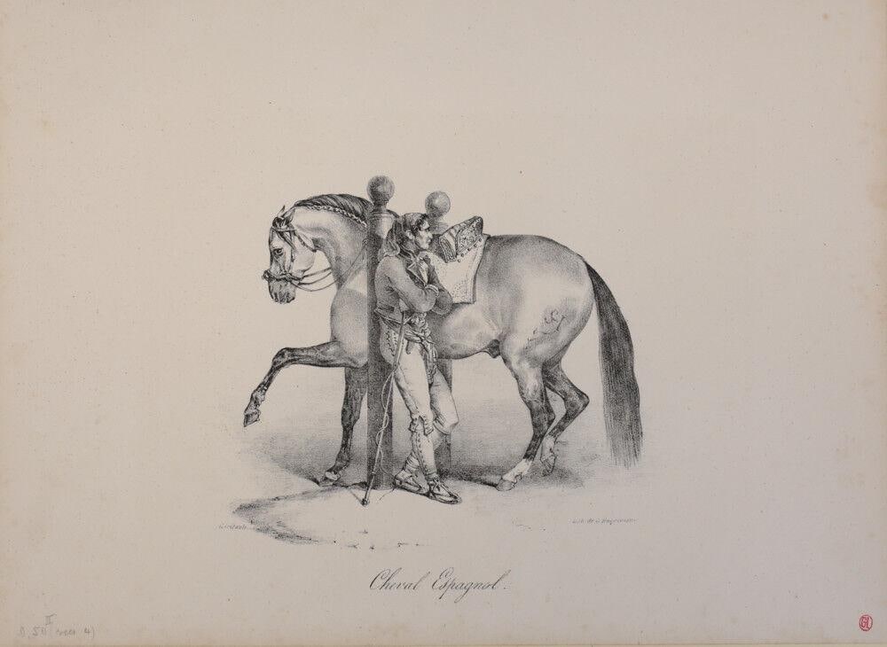 Jean Louis Theodore Gericault (French 1791-1824) Cheval Espagnol, Lithograph (1 of 3)