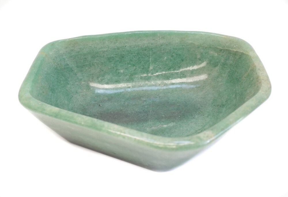 Serpentine / Jade Carved asymetrical Brush Washer Bowl (1 of 4)