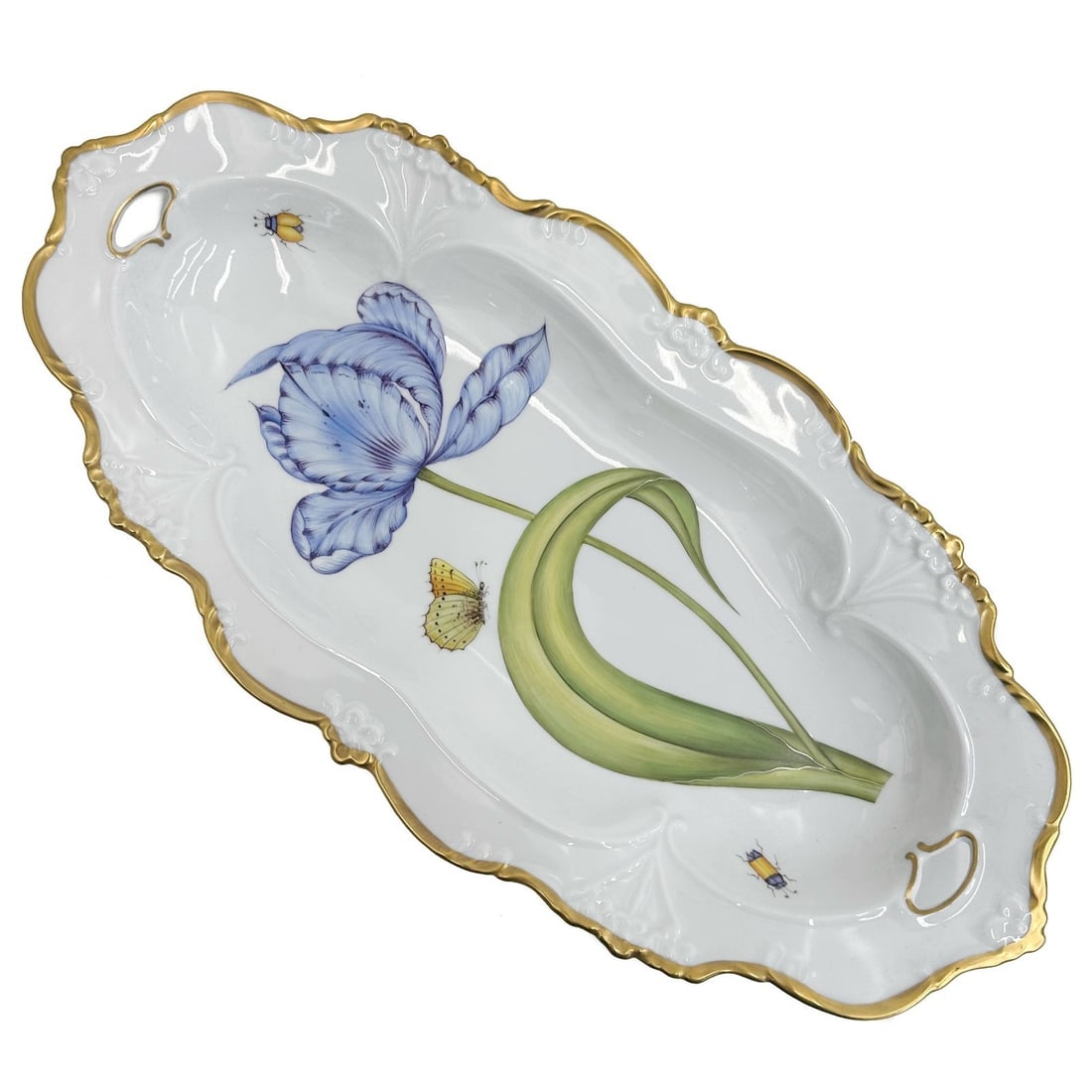 Anna Weatherley Hungary Porcelain Blue Tulip Oval Handled Tray M296 (1 of 6)